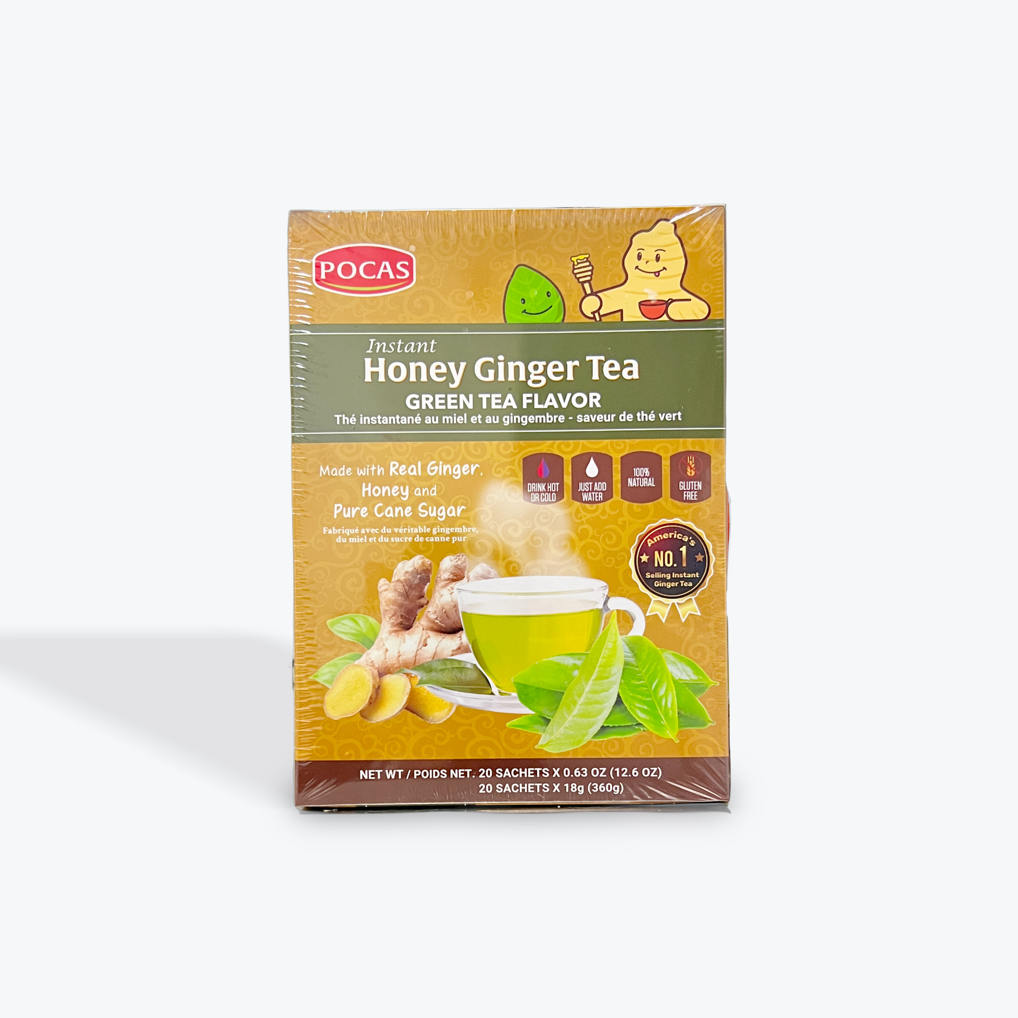Pocas Honey Ginger Green Tea 12.6oz.