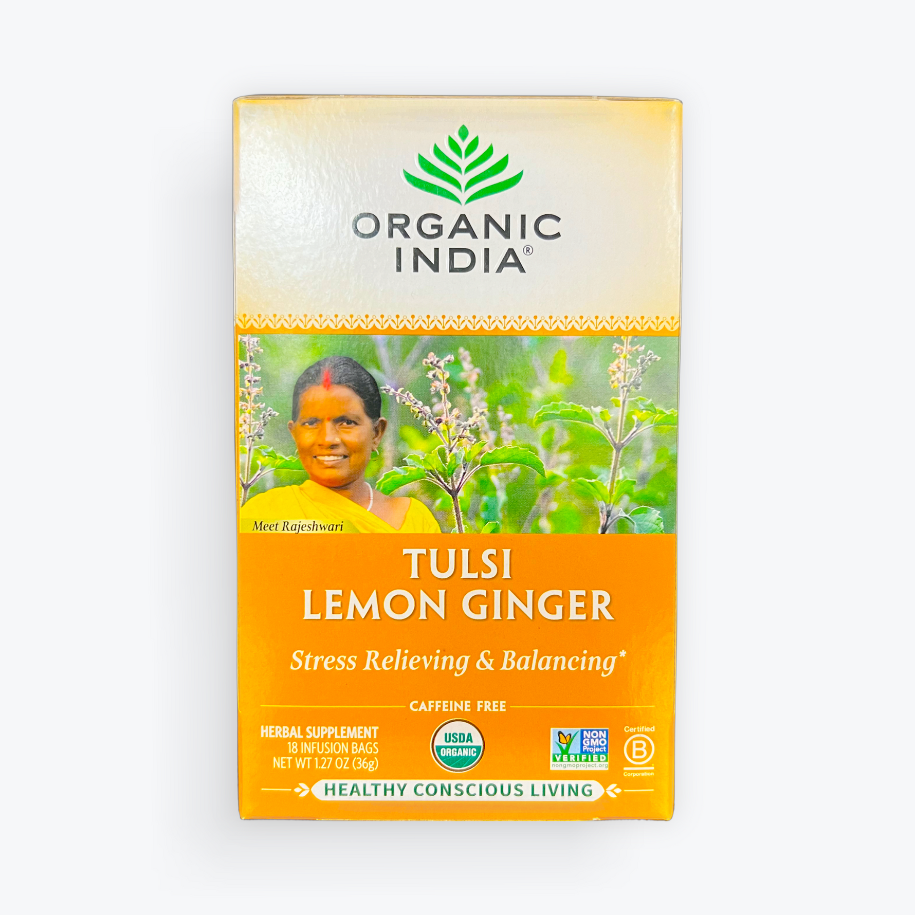 Organic India Tulsi Lemon Ginger Tea 1.27oz.