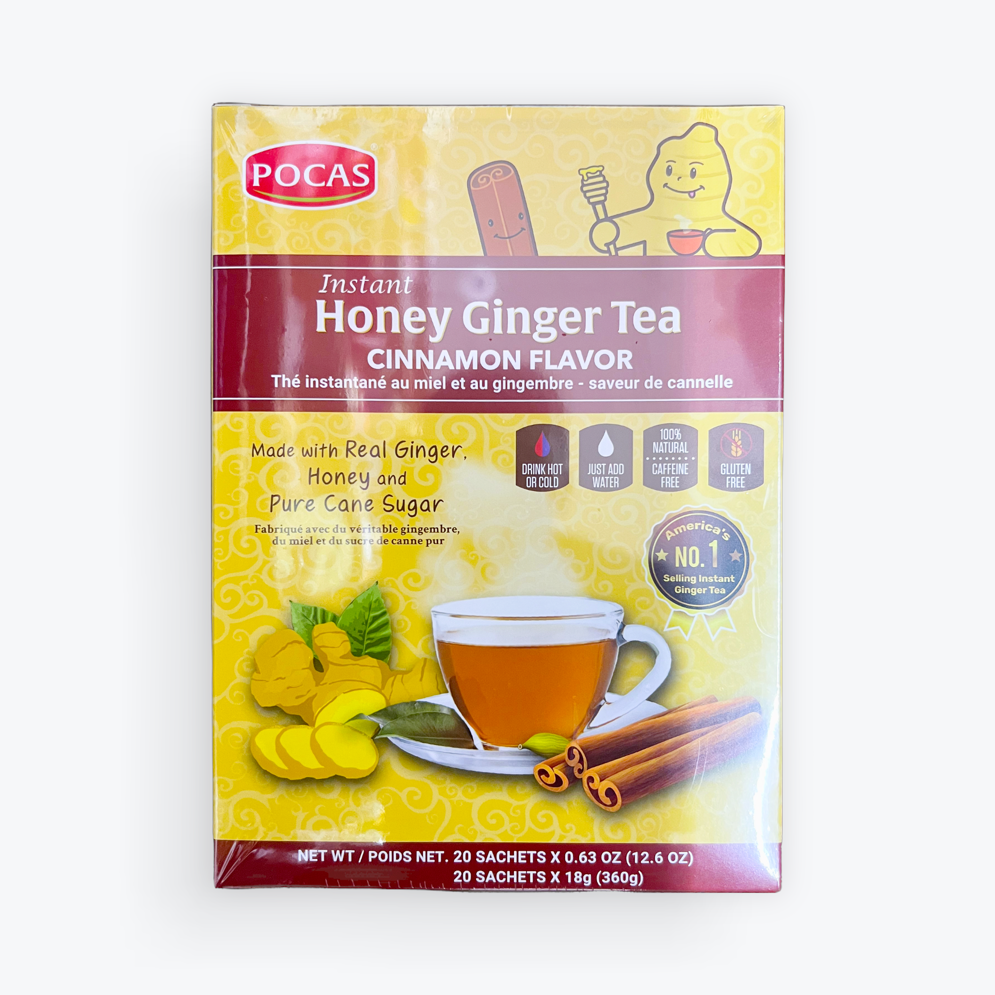 Pocas Honey Ginger Tea Cinnamon Flavor 12.6oz.